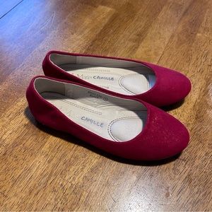 Bella Marie “Dana” Red Shimmer Ballet Flats | Big Girls Size 3